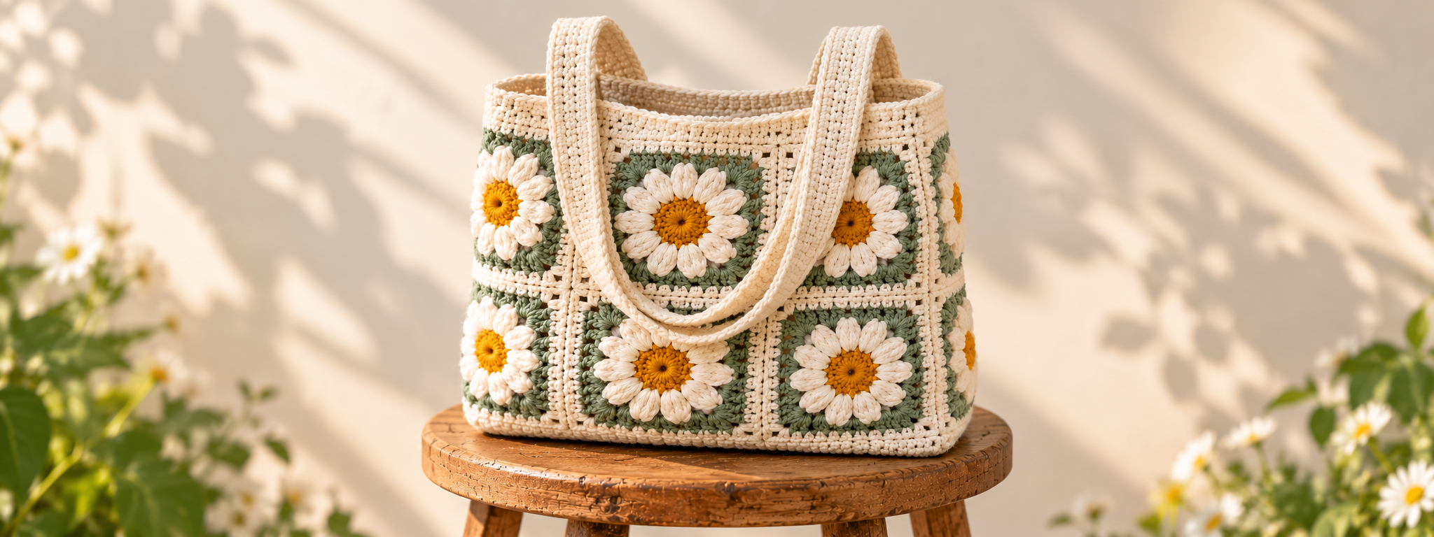 Toe Bug Pattern Daisy Granny Square Tote Bag: Patterns & Video Tutorials | Crochet Haven